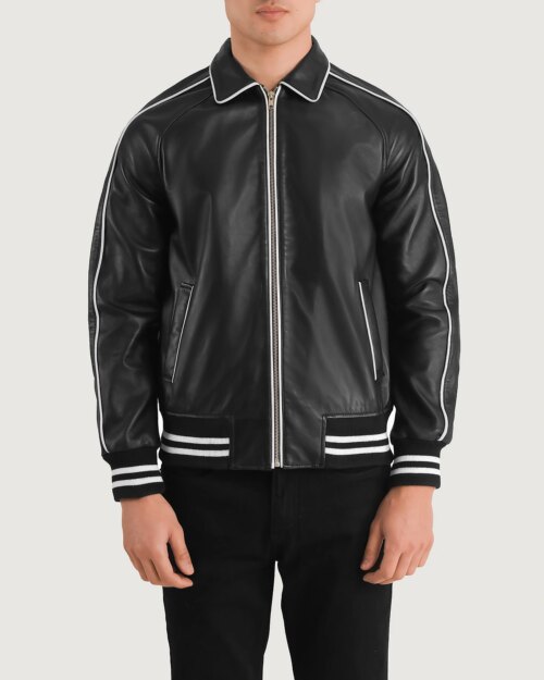 Jaxon Black Leather Varsity Jacket